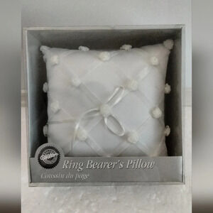 Wedding White Ring Bearers Square Pillow Small Rosa (New in Box)